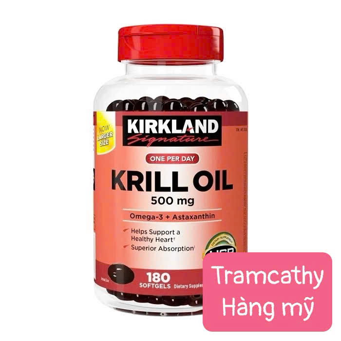 180 viên Kirkland Signature Krill Oil 500mg 180 Viên – Dầu Nhuyễn Thể Omega 3 Hỗ Trợ Tim Mạch, Não B