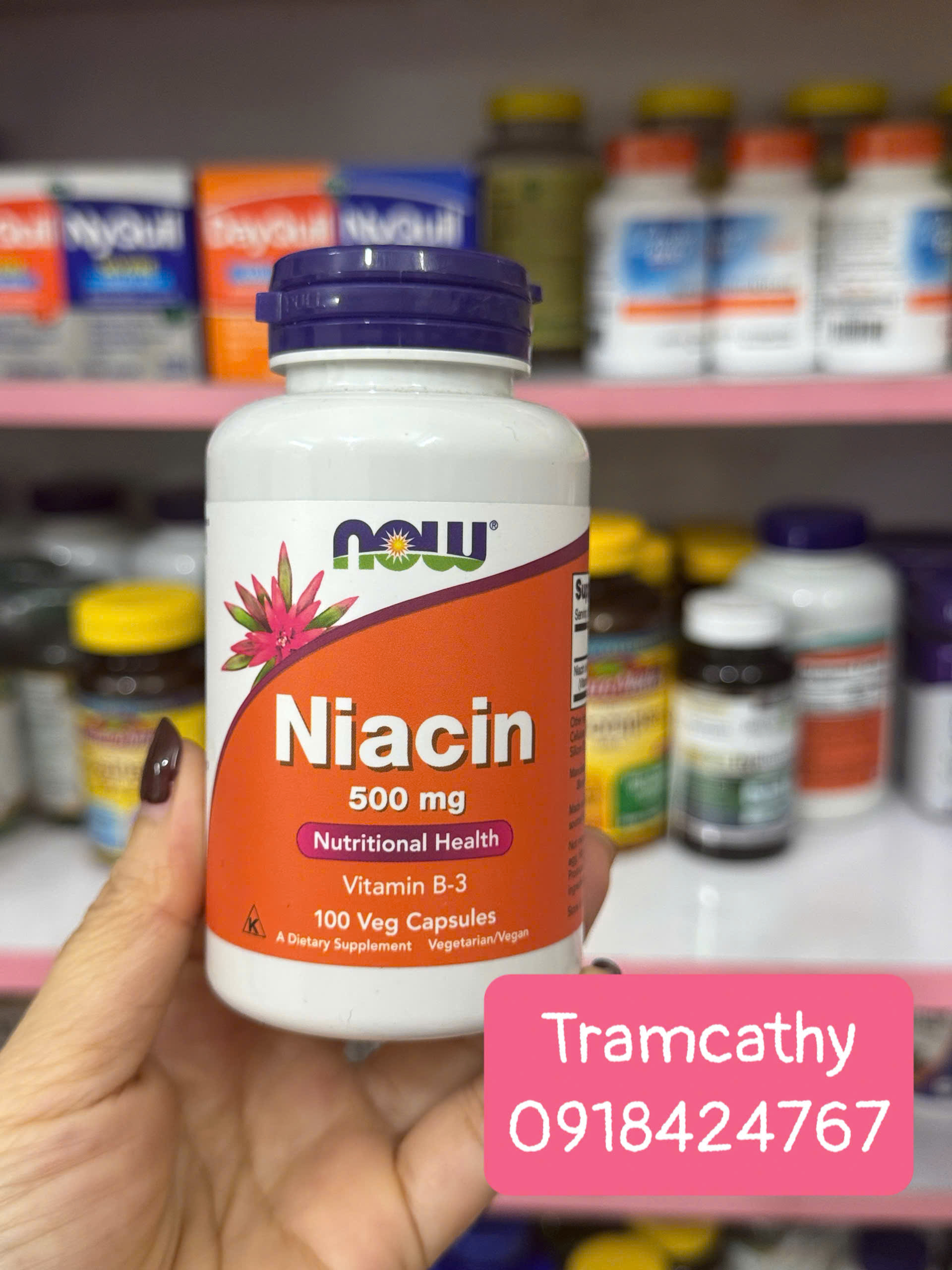 100 viên 500mg NOW Niacin 500mg – Viên uống bổ sung Vitamin B3 hỗ trợ tuần hoàn máu và năng lượng