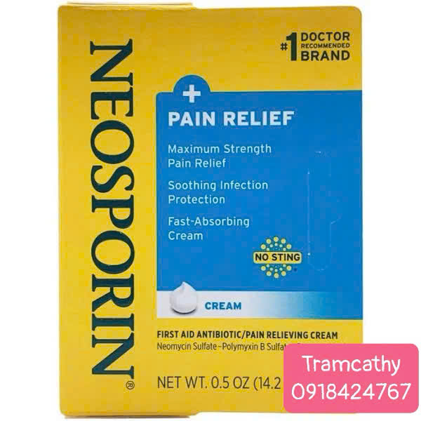 Neosporin Pain Relief Cream - Kem giảm đau và kháng khuẩn hiệu quả, nhập khẩu từ Mỹ