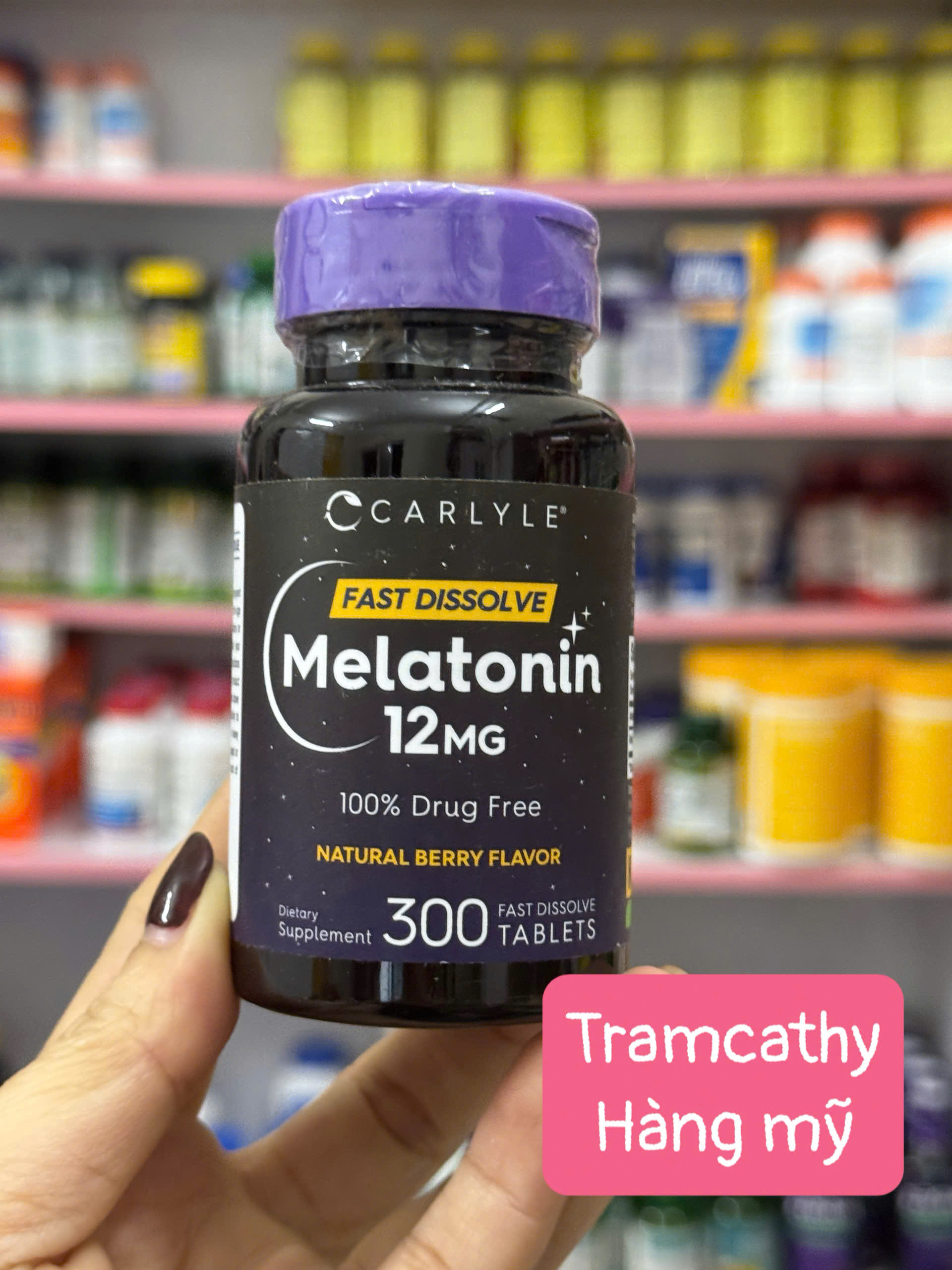 Carlyle Melatonin 12mg Fast Dissolve 300 viên – Hỗ Trợ Giấc Ngủ Sâu, Giảm Căng Thẳng, Không Gây Lệ T