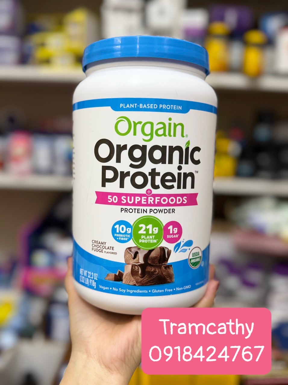 Bột Orgain Organic Protein + 50 Superfoods - Hương Vị Chocolate Fudge 