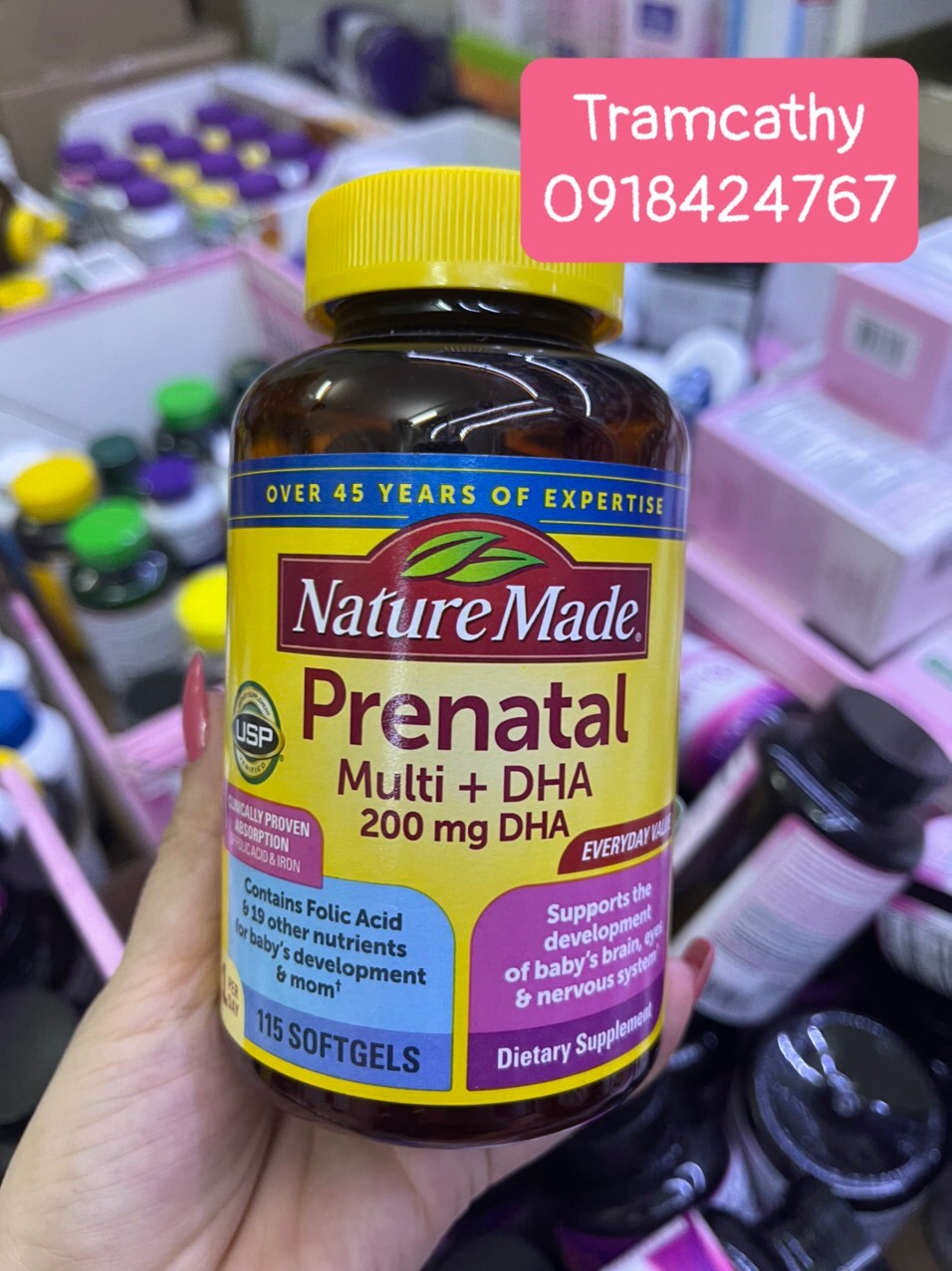 Vitamin cho bà bầu Nature Made Prenatal Multi+DHA 115 viên