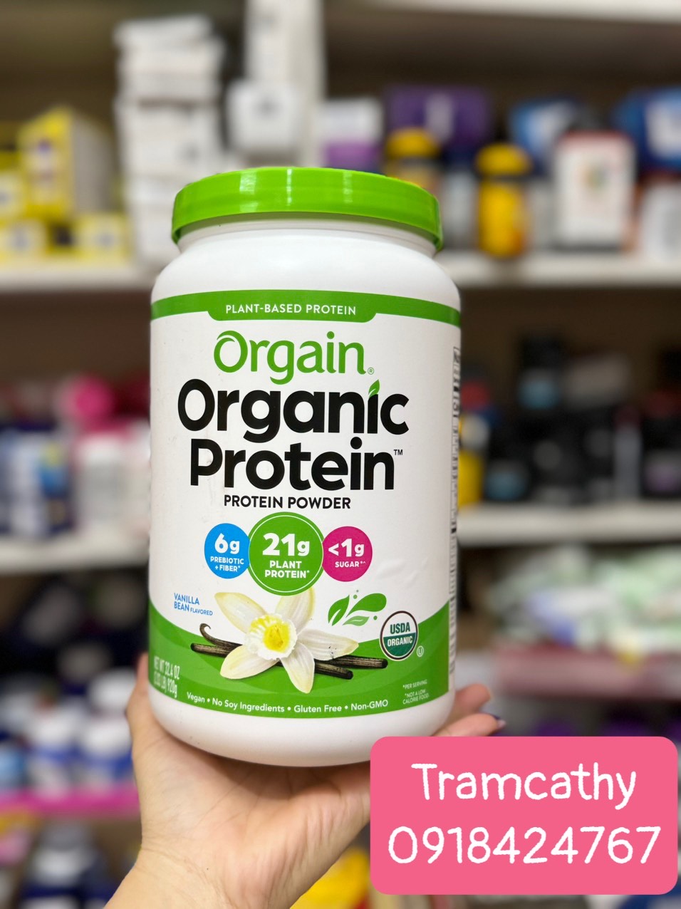 Bột Protein thực vật hữu cơ Orgain Organic Protein hưong Vani 920 g