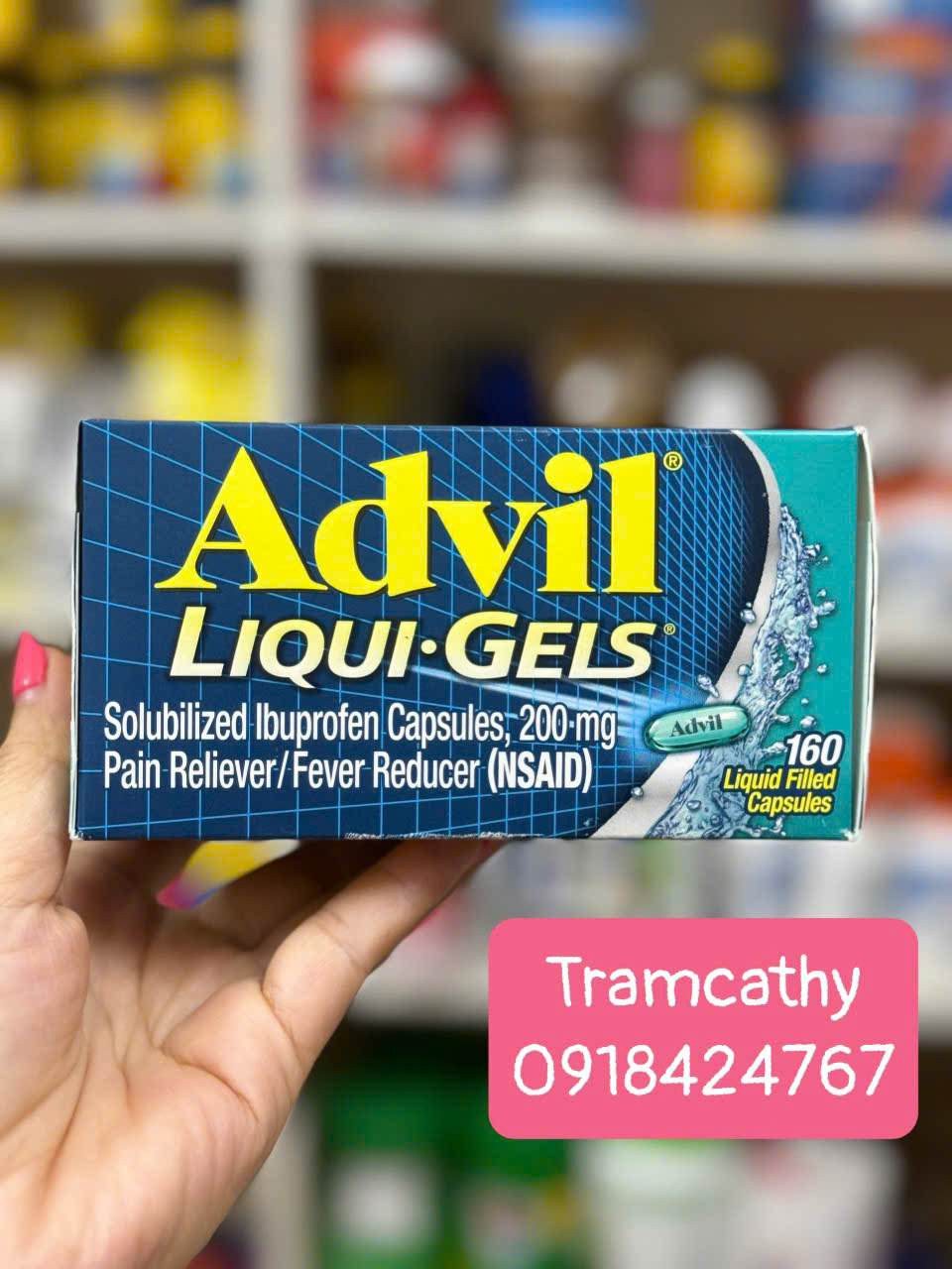 160 viên-Advil Liqui-Gels 200mg - Viên Uống Giảm Đau, Hạ Sốt Hiệu Quả Nhập Khẩu Từ Mỹ