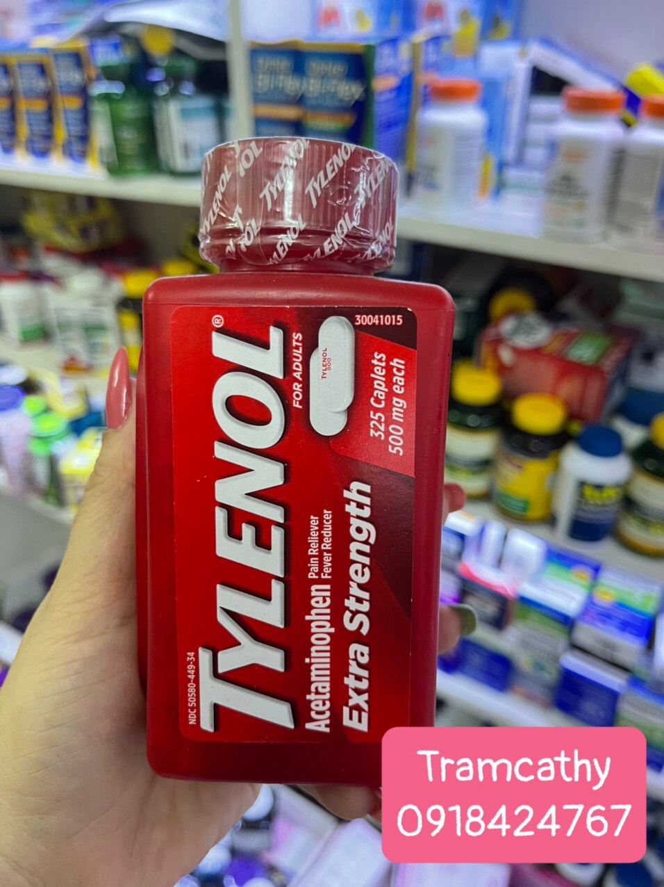 Viên uống giảm đau hạ sốt Tylenol Extra Strength with Acetaminophen 
