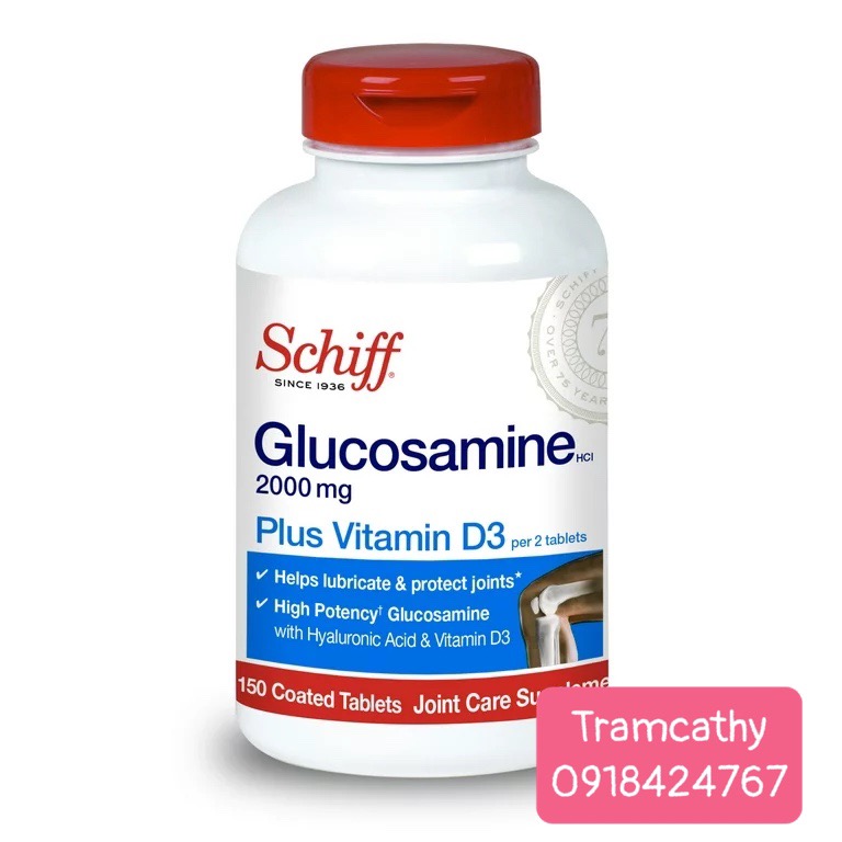 Viên bổ khớp Schiff Glucosamine 2000mg Plus Vitamin D3 Mỹ 150 viên