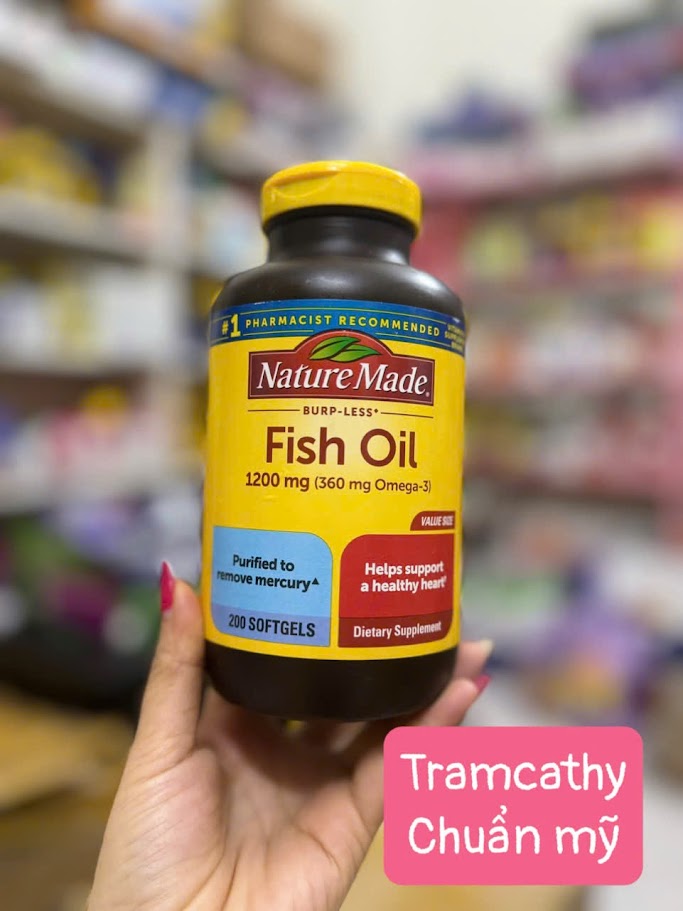 200 viên dầu cá không tanh Nature Made Fish Oil 1200mg (360mg Omega-3)