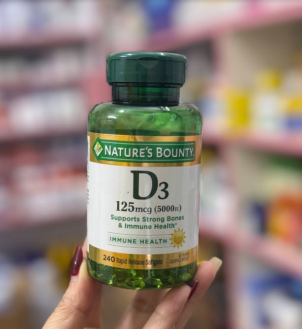 240 Viên Nature’s Bounty Vitamin D3 125mcg 5000 IU – 240 Viên – Hỗ trợ xương chắc khỏe và tăng cường