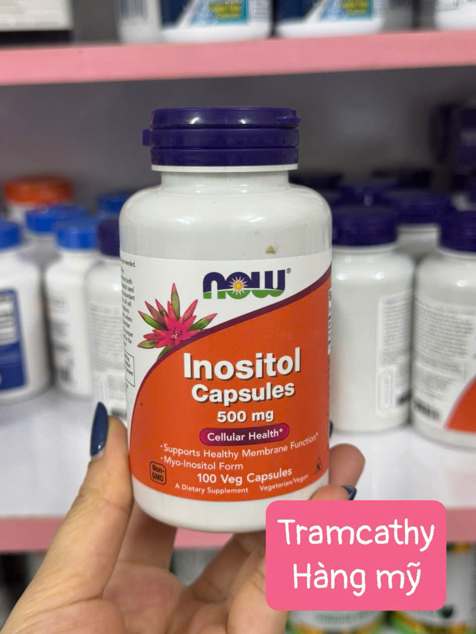100 viên NOW Inositol 500mg – Viên uống hỗ trợ sức khỏe tế bào, giảm căng thẳng và cân bằng nội tiết