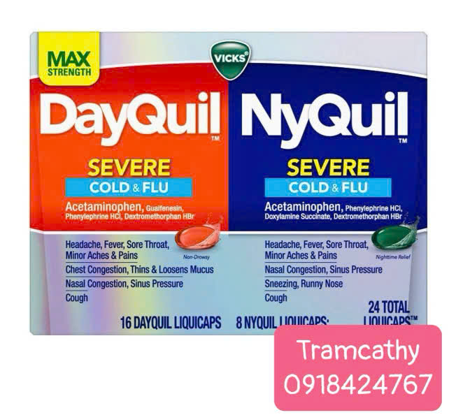 Viên uống DayQuil Severe và NyQuil Severe Cold & Flu 24 viên