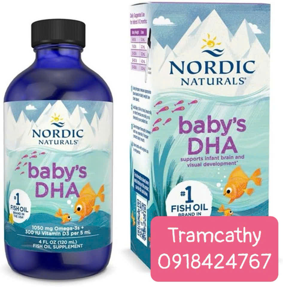 120 ml Nordic Naturals Babys DHA - DHA, EPA Và Vitamin D3 Hỗ Trợ Phát Triển Não Bộ, Thị Lực cho bé