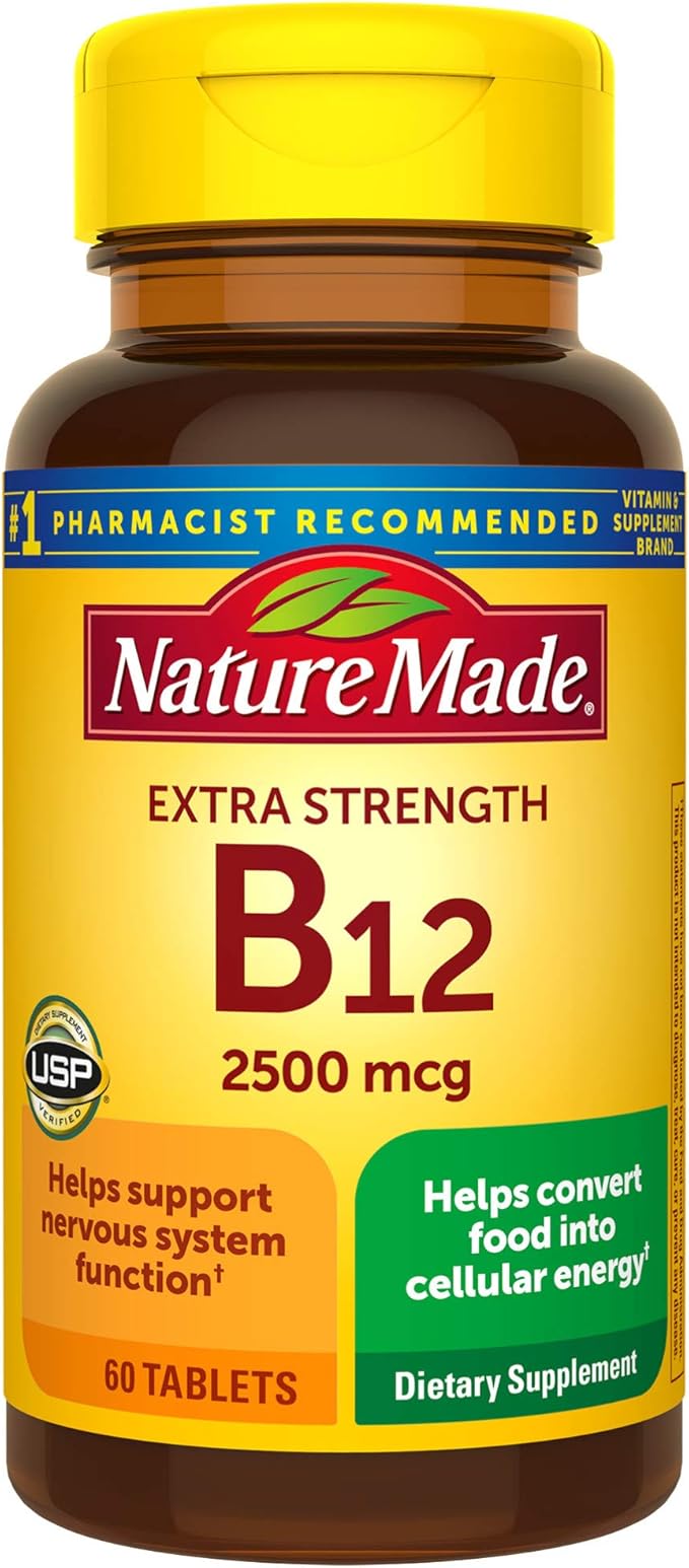 60v 2500mg b12 Nature Made Extra Strength B12  – Viên uống bổ sung Vitamin B12 hỗ trợ hệ thần kinh v