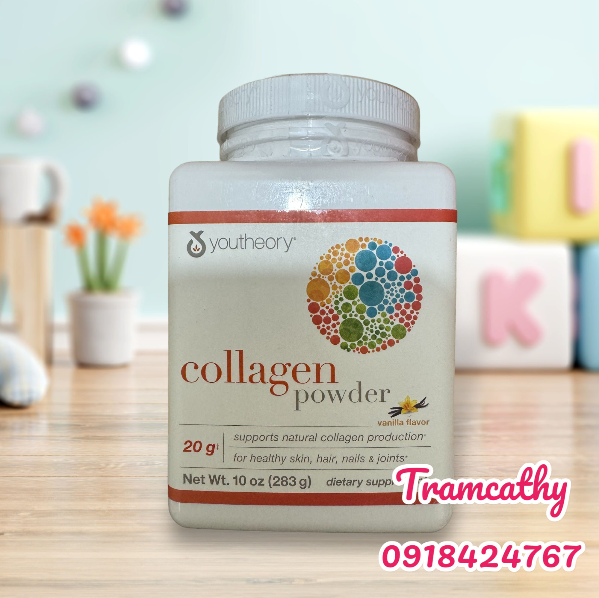 Bột Collagen Powder Vanilla Youtheory 283,5g | Collagen Thủy Phân của Mỹ