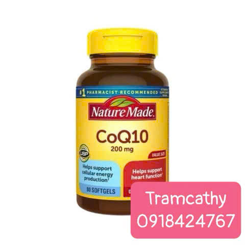 80 viên 200mg Nature Made CoQ10 200mg 80 viên – Viên uống hỗ trợ tim mạch, tăng năng lượng tế bào, b