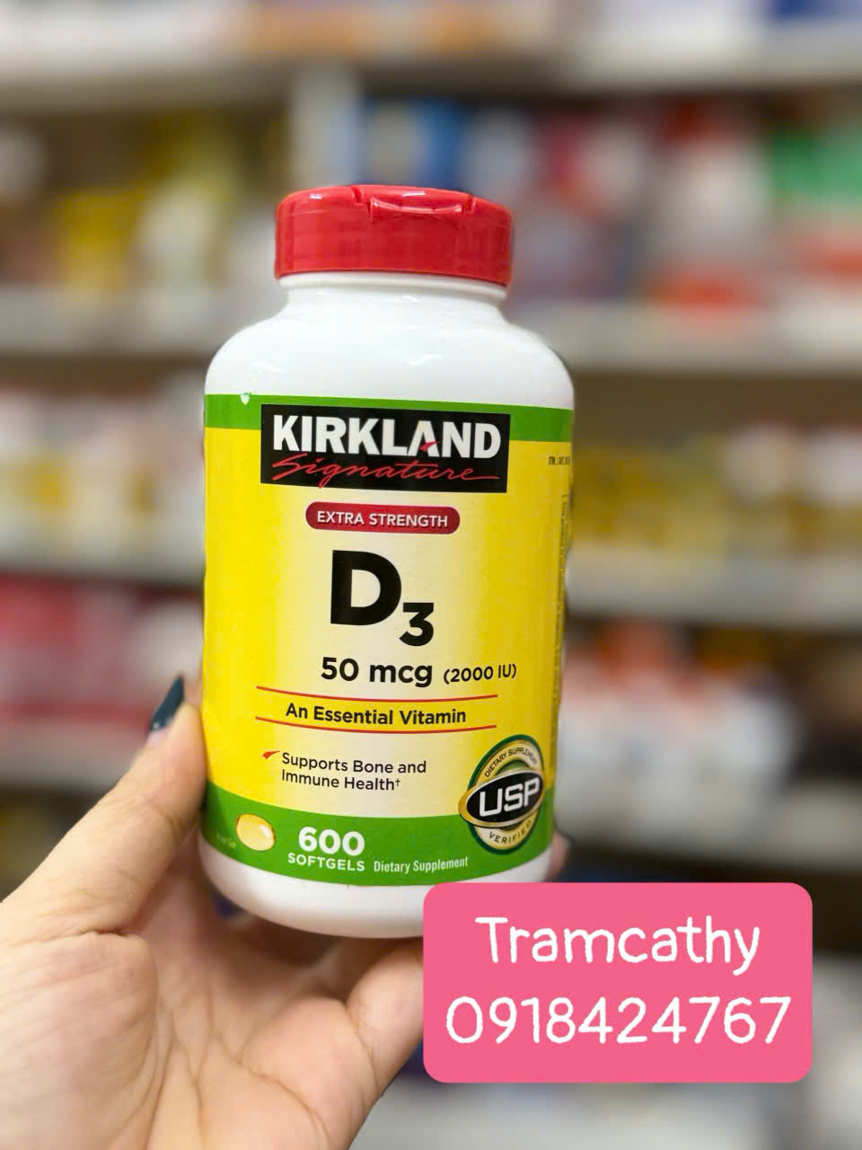 Viên vitamin D3 Kirkland 60 viên hỗ trợ sức khỏe xưong khớp