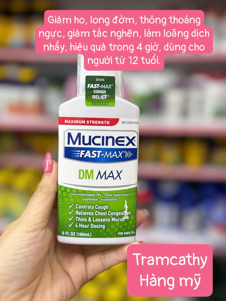 Mucinex Fast-Max DM Max – Giảm Ho, Long Đờm, Hỗ Trợ Hô Hấp Hiệu Quả