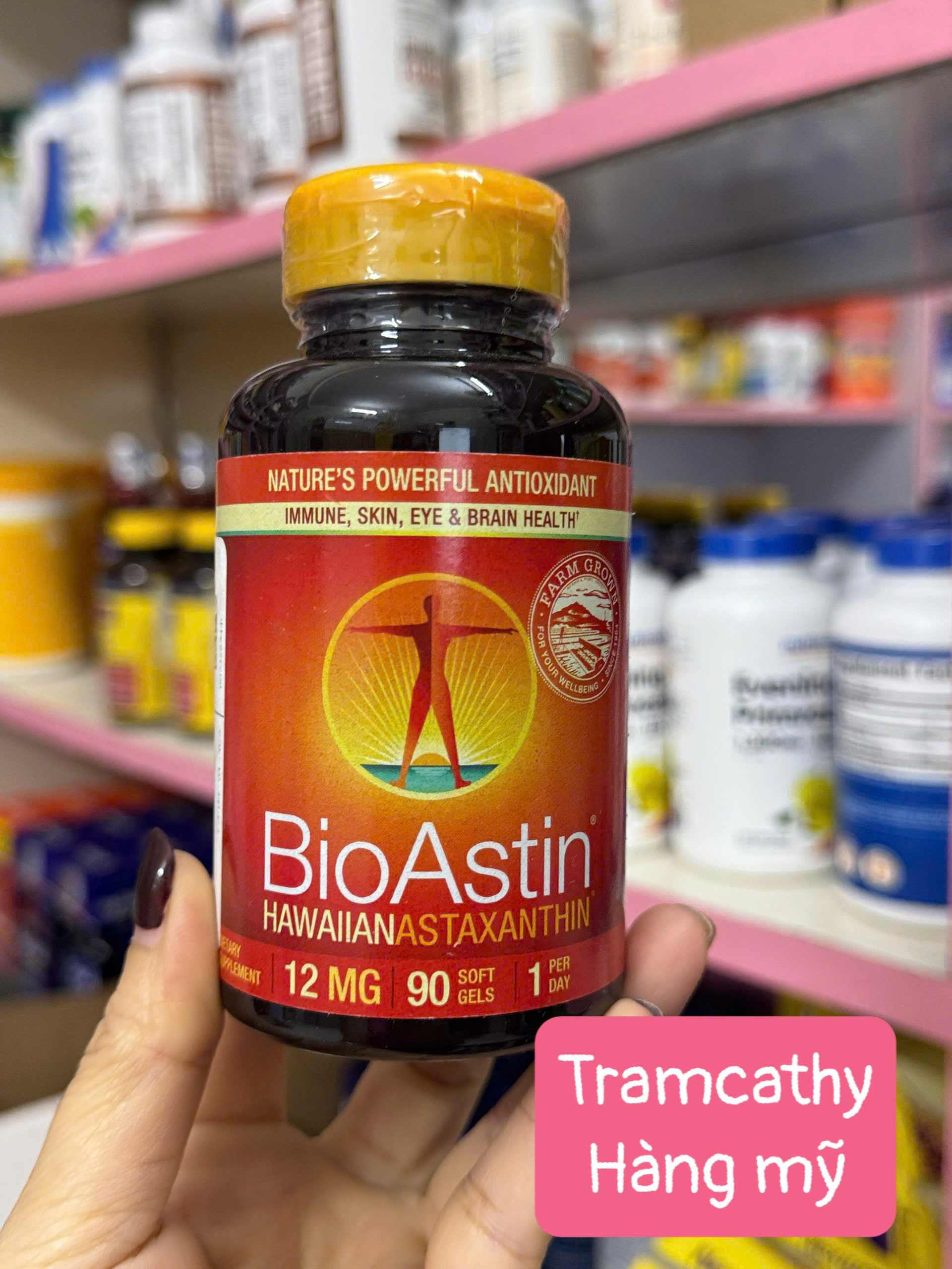 BioAstin Hawaiian Astaxanthin 12mg 90 Viên – Chống Oxy Hóa Mạnh, Đẹp Da, Sáng Mắt, Khỏe Tim Mạch