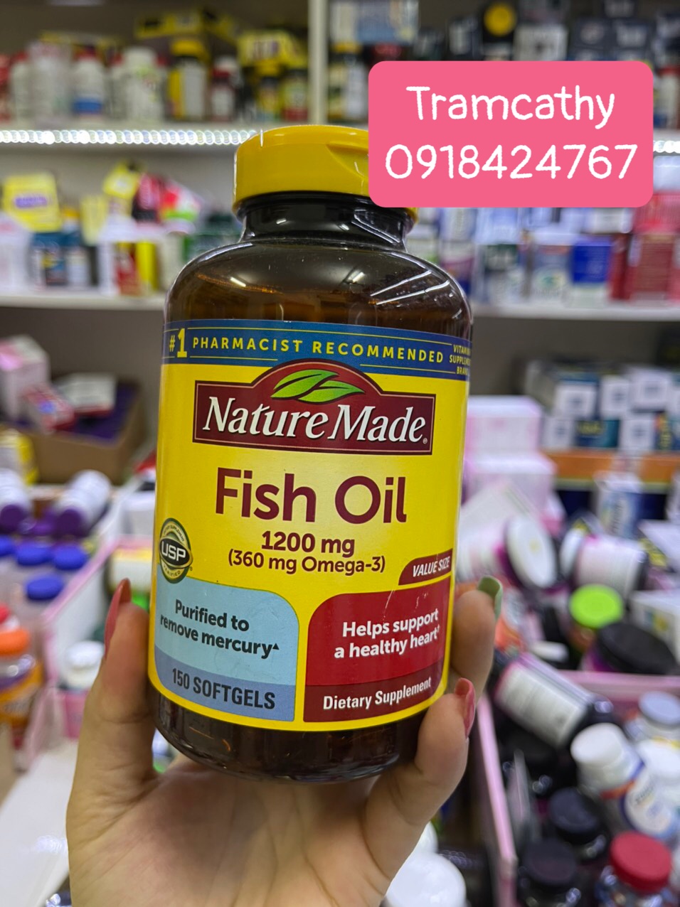 Dầu cá Omega 3 Nature Made Fish oil 1200mg 150 viên nang mềm (360mg Omega-3)