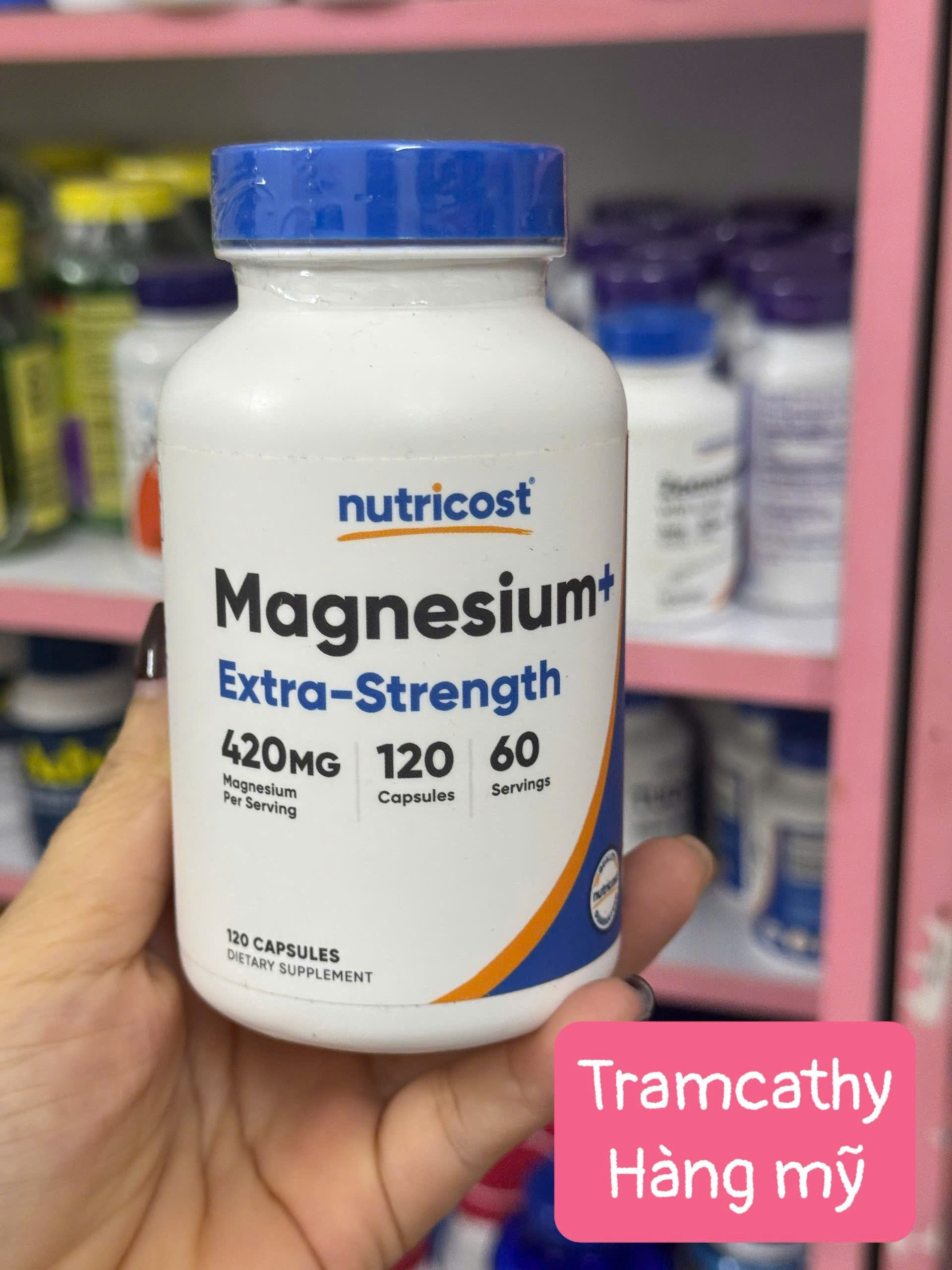 120 viên 420mg Nutricost Magnesium+ Extra Strength – Bổ sung magie, giảm căng thẳng và hỗ trợ giấc n