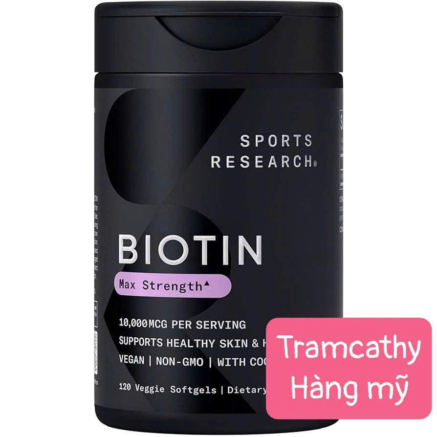 120 viên 10000mg Sports Research Biotin Max Strength 10,000mcg – Viên Uống Đẹp Da, Tóc Và Móng