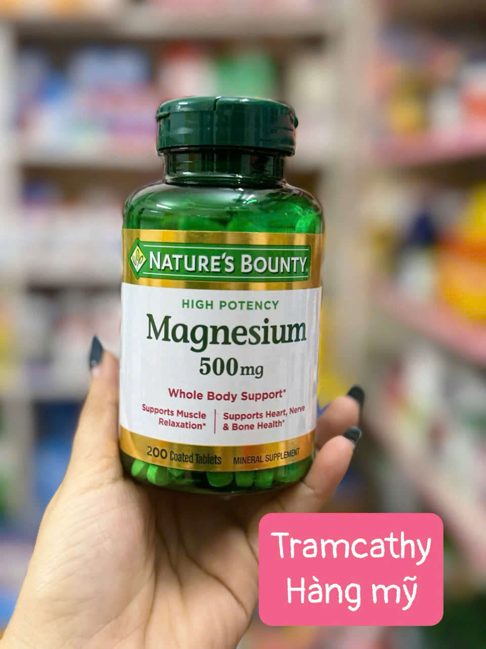 200 viên -Natures Bounty High Potency Magnesium 500mg – Hỗ Trợ Thư Giãn Cơ, Tim Mạch, Thần Kinh và X