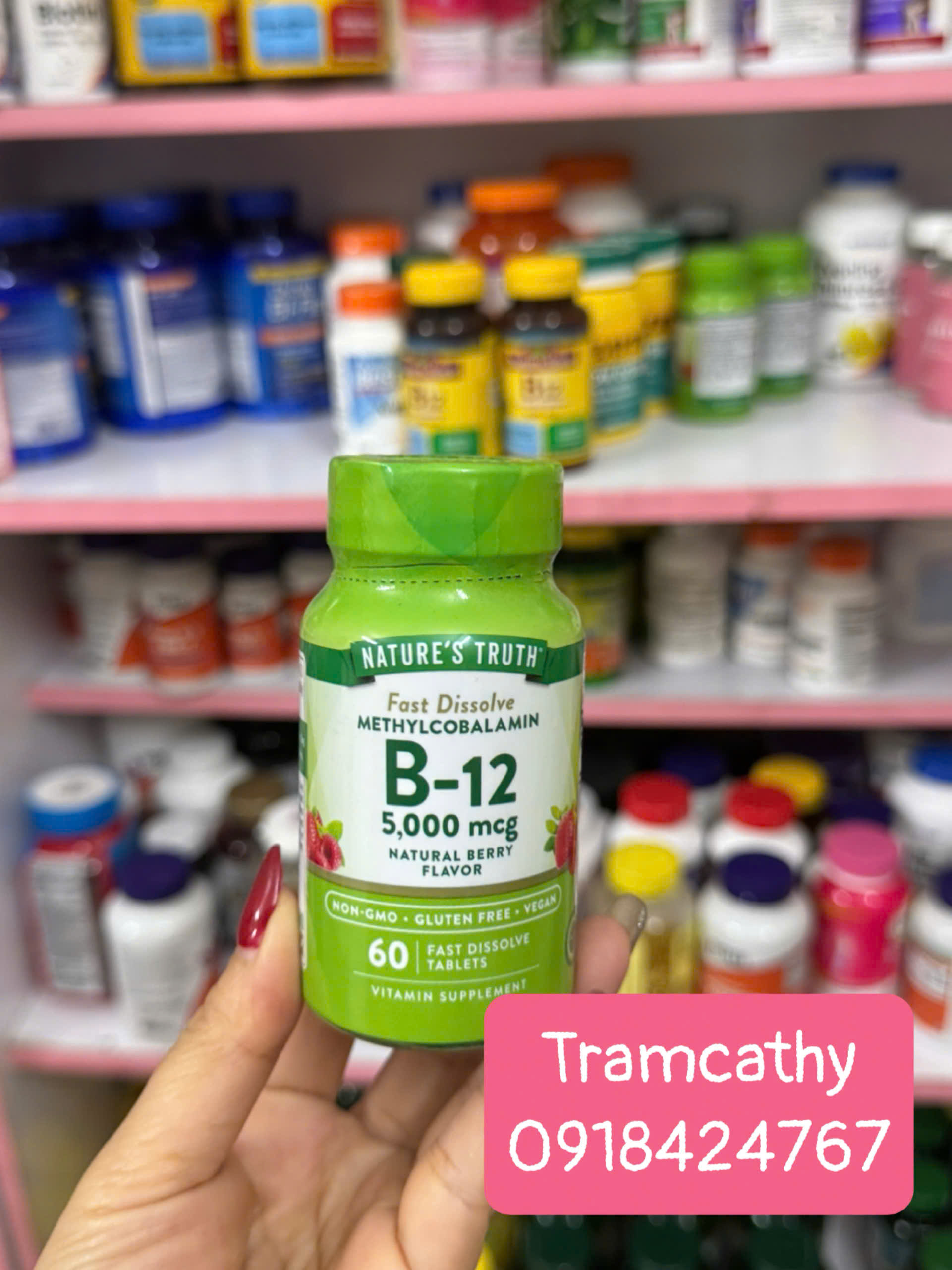 60 viên – Bổ sung năng lượng, cải thiện trí nhớ – Vitamin B12 5000mcg Nature’s Truth Methylcobalamin