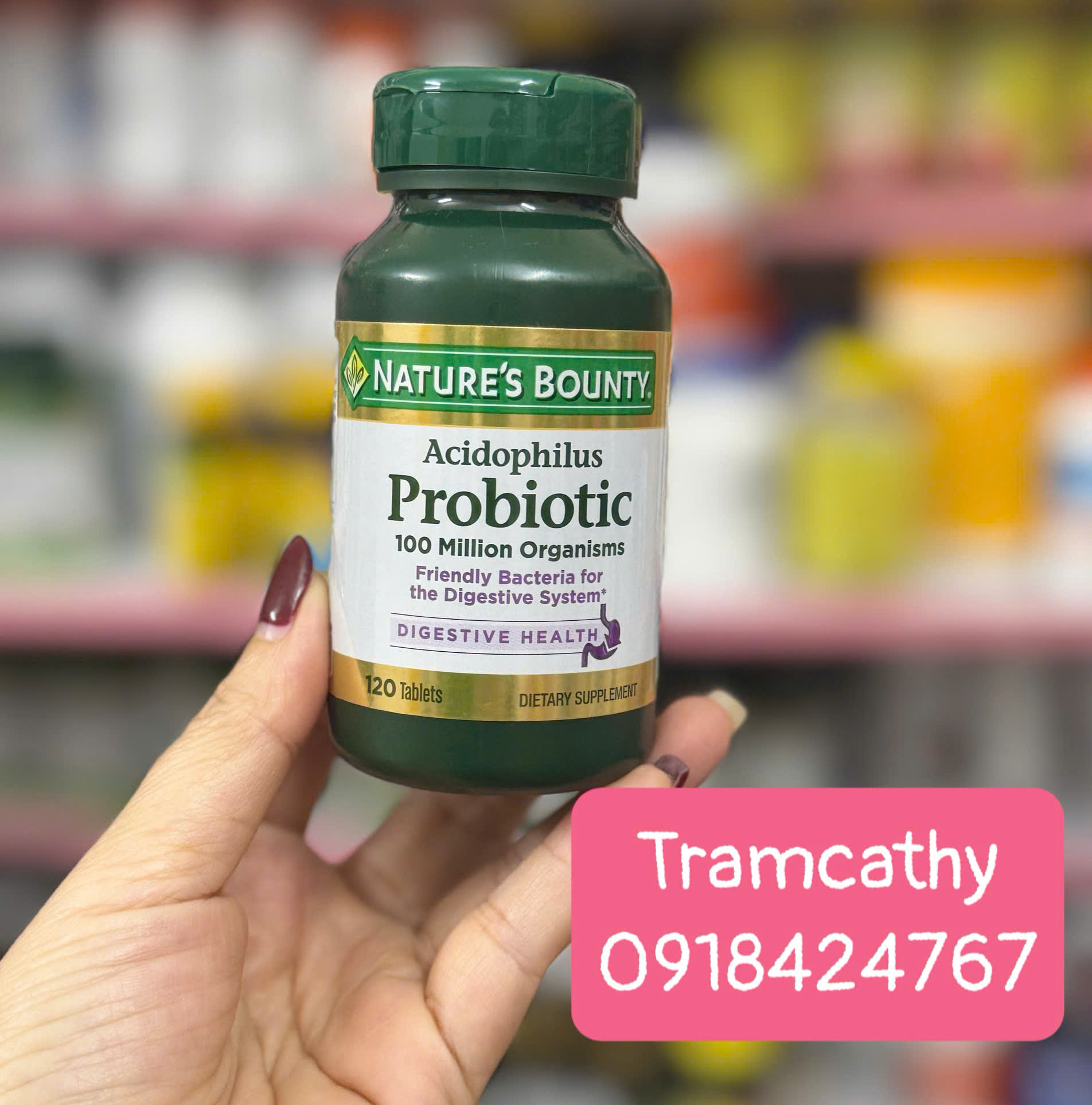 100 viên Nature’s Bounty Acidophilus Probiotic 100 Million Organisms – Hỗ trợ tiêu hóa và cân bằng l