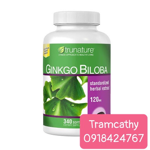 Viên uống bổ não của Mỹ Trunature® Ginkgo Biloba 120mg with Vinpocetine 340 viên