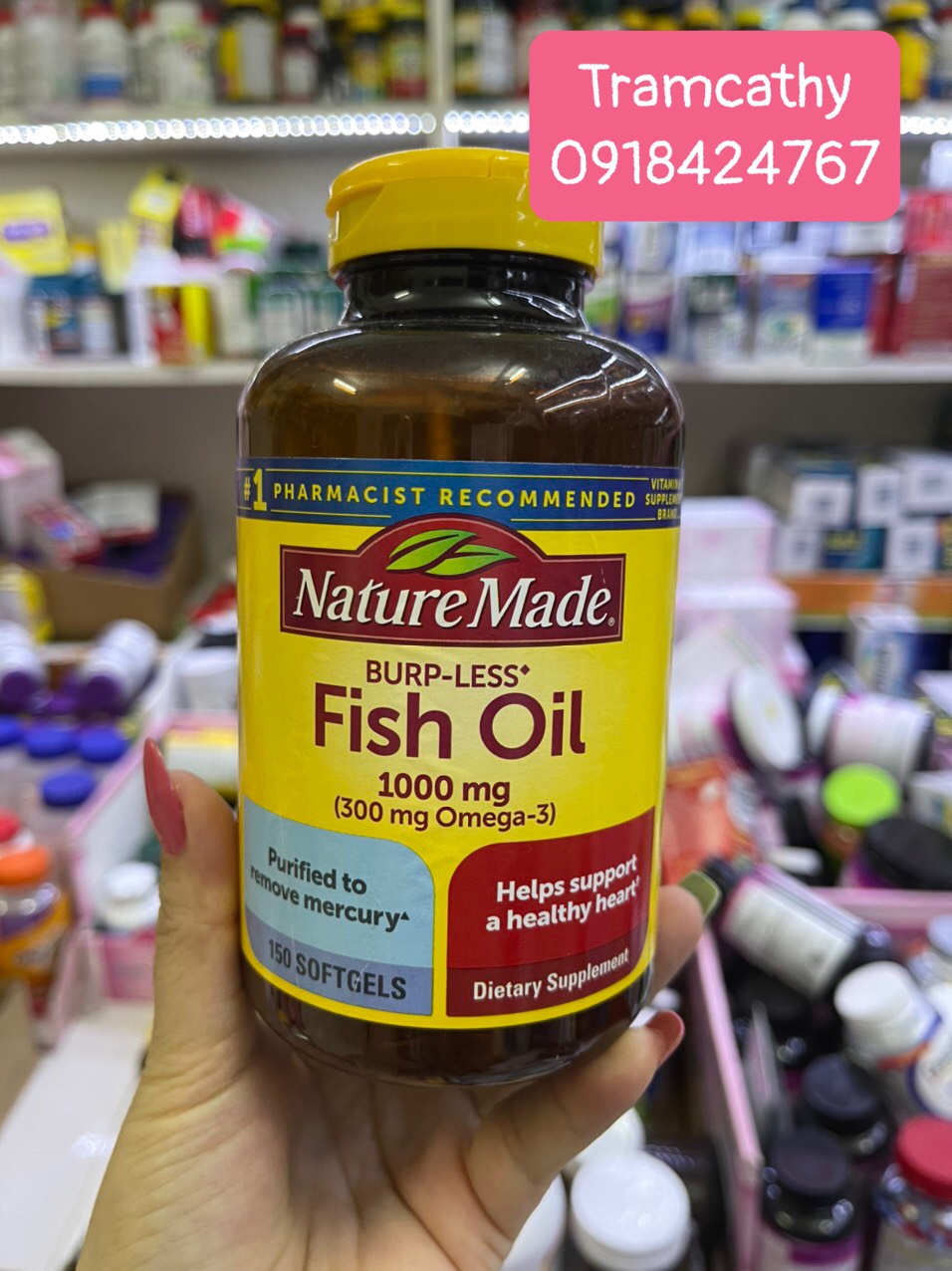 Dầu cá Omega 3 Nature Made Fish oil 1000mg 150 viên nang mềm (300mg Omega-3)