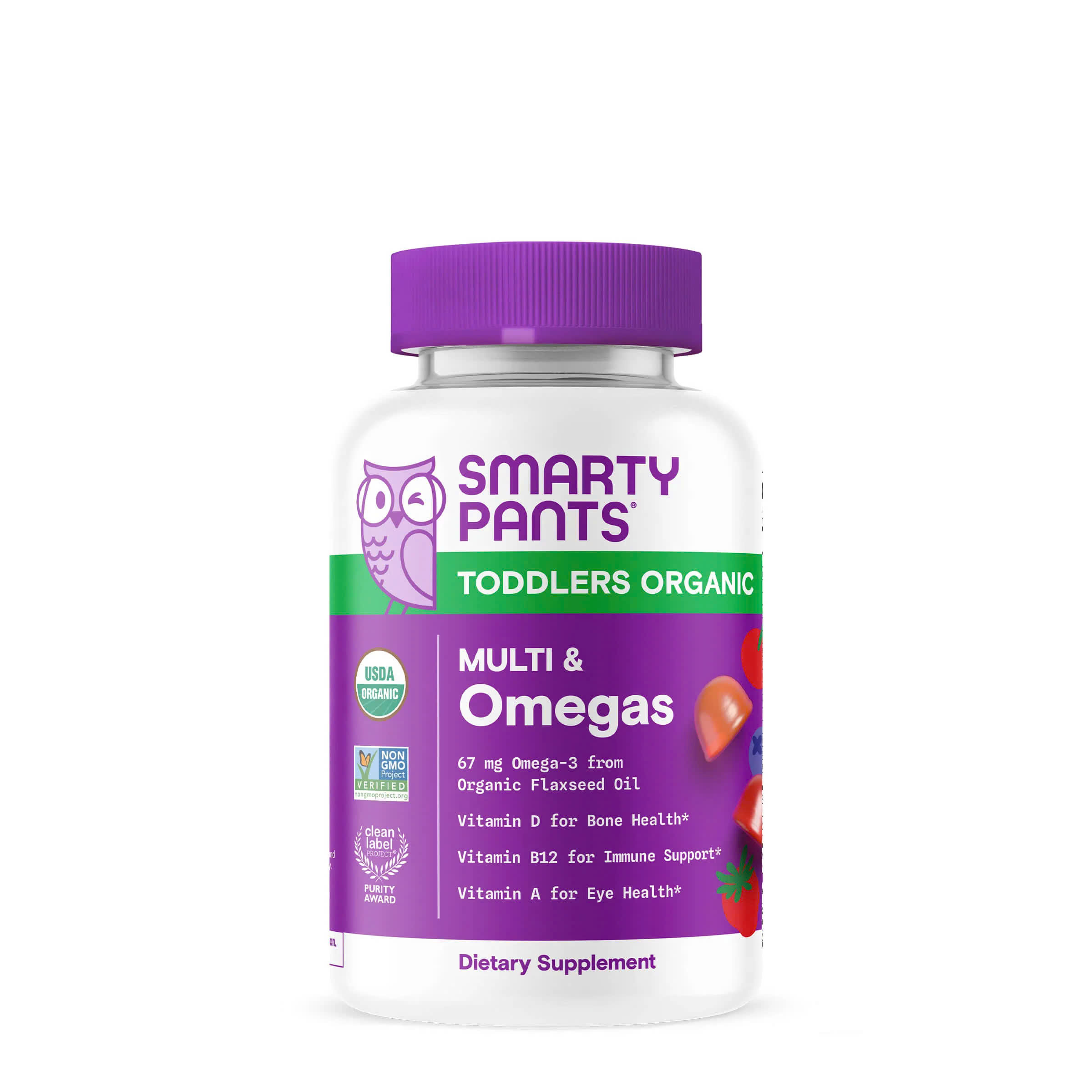 60 viên Hỗ trợ miễn dịch, xương chắc, mắt sáng – Kẹo dẻo hữu cơ SmartyPants Toddlers Organic Multi &