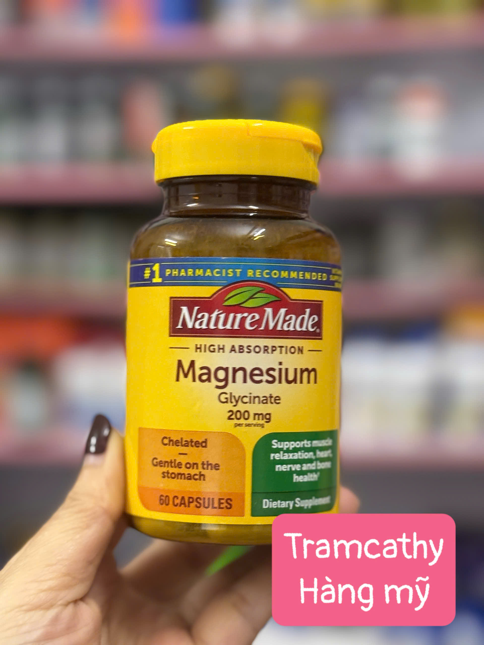 Viên uống bổ xung magnesium glycinate 60v nature made