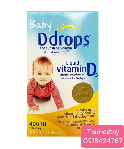 Vitamin D3 dạng nhỏ giọt Drop D3 90 giọt cho bé dưới 1t