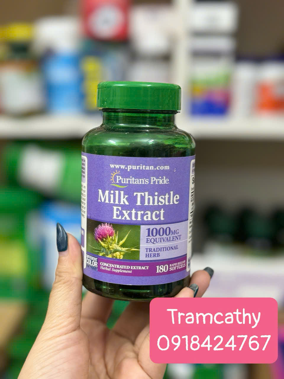180 Viên  Puritan’s Pride Milk Thistle Extract 1000mg – Hỗ trợ giải độc gan Mỹ