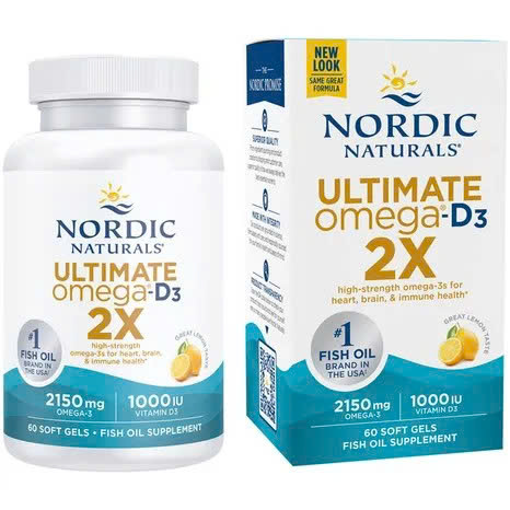 60 Viên 2150mg có D3 Nordic Naturals Ultimate Omega-D3 2X