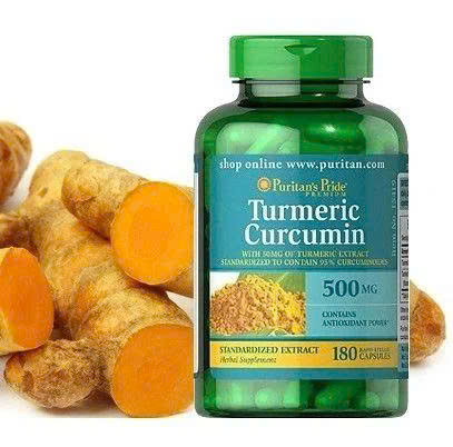 180 viên – Hỗ trợ dạ dày, khớp, kháng viêm – Viên uống nghệ Puritan’s Pride Turmeric Curcumin 500mg
