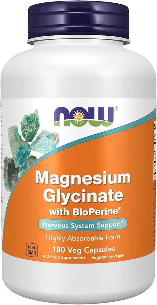 180 viên NOW Magnesium Glycinate 180 capsule – Magie hấp thu cao hỗ trợ thần kinh, cơ bắp và giấc ng