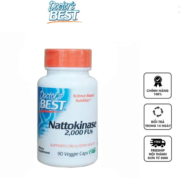 Viên Viên uống Doctors Best Nattokinase chính hãng của Mỹ, 90 viên giảm nguy cơ đột quỵ