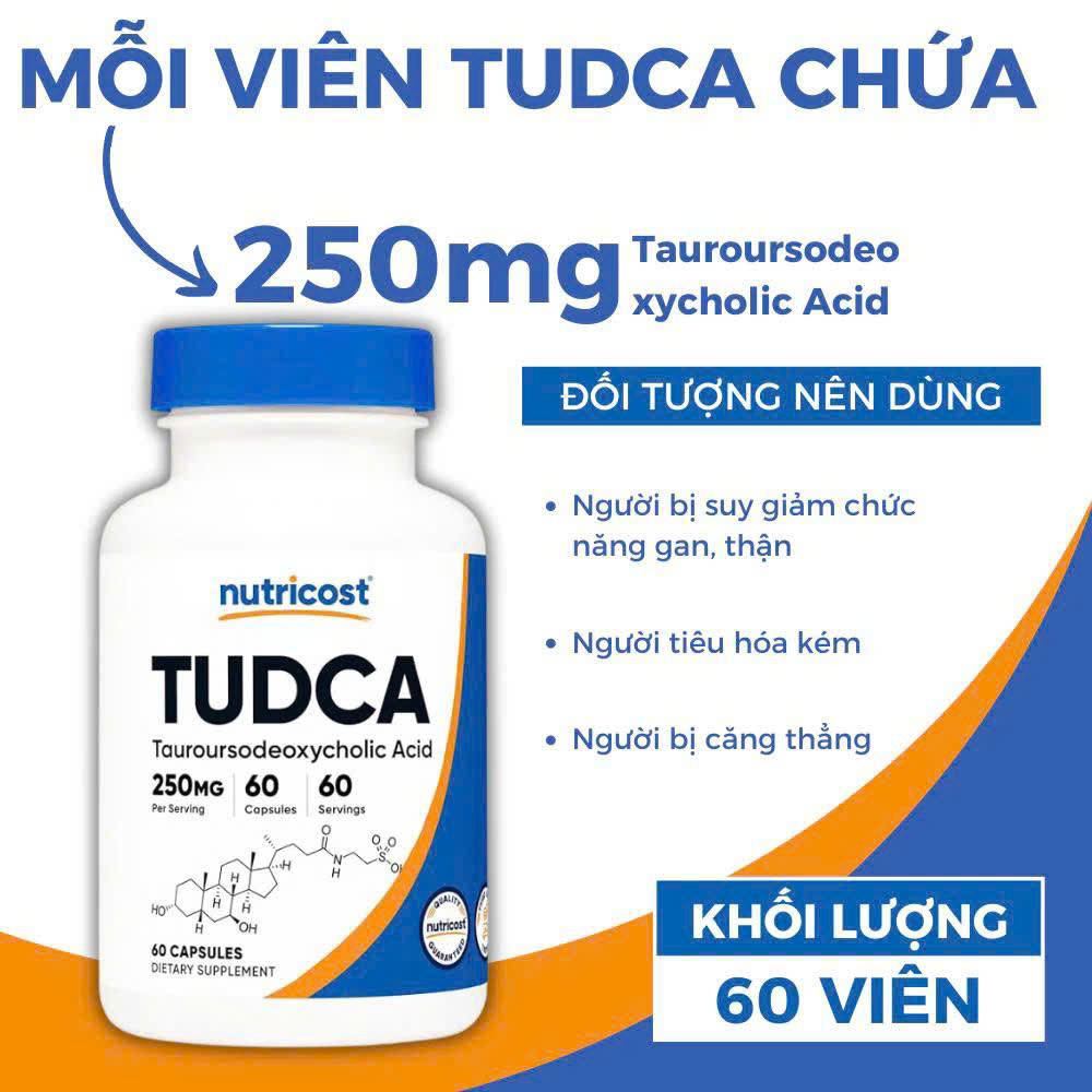 60 Viên Nutricost TUDCA 250mg – Hỗ trợ giải độc gan, bảo vệ tế bào gan và đường mật