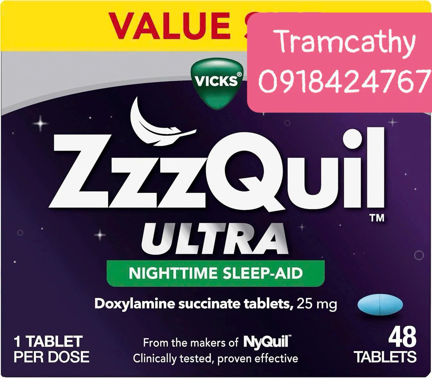 48 Viên Vicks ZzzQuil Ultra Sleep Aid – Hỗ trợ ngủ ngon, giảm mất ngủ