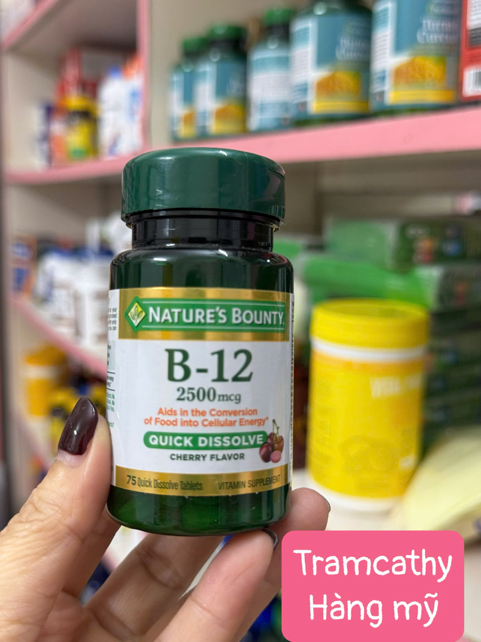 Nature’s Bounty B-12 2500mcg Quick Dissolve – Viên Ngậm Bổ Sung Vitamin B12 Tăng Năng Lượng, Giảm Mệ