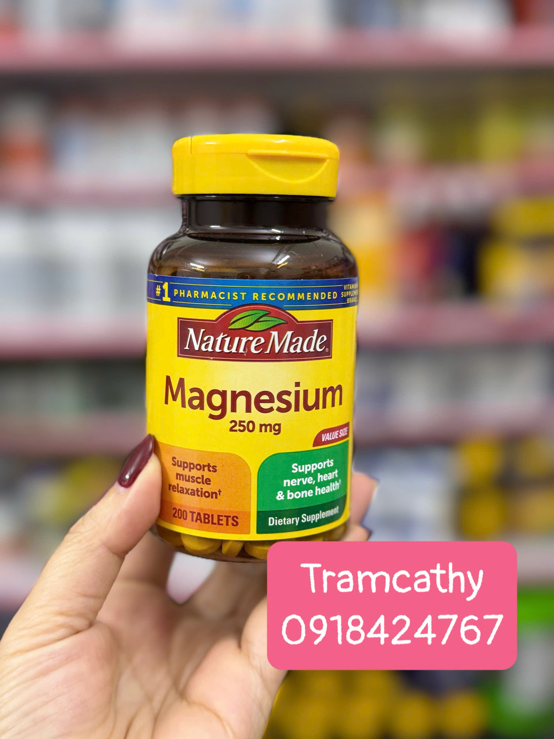 200 viên Nature Made Magnesium 250mg – Bổ sung magie hỗ trợ giấc ngủ, thần kinh và cơ bắp
