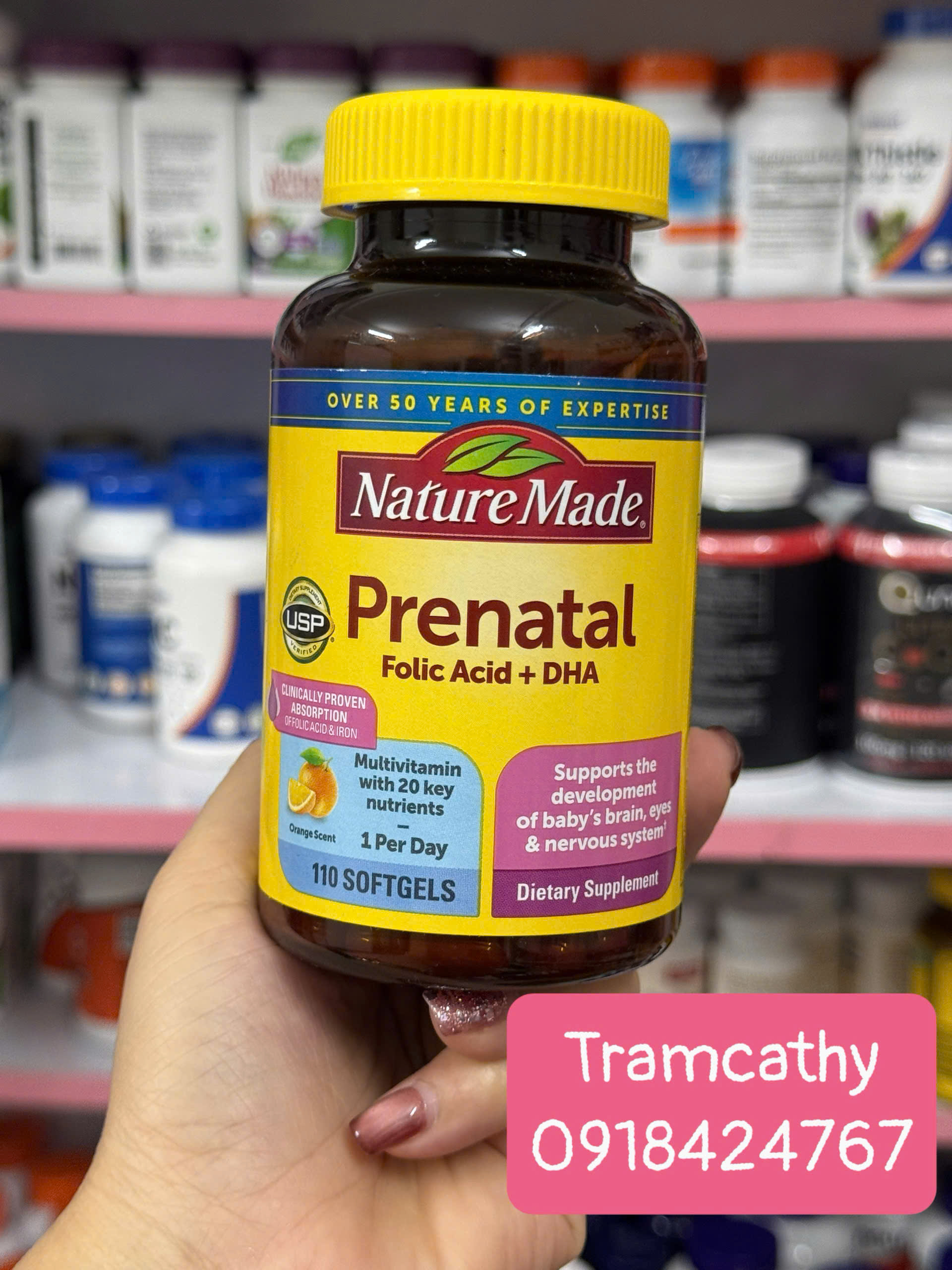 110 Viên Nature Made Bổ Sung Vitamin Mẹ Bầu Prenatal Multi DHA 200mg 150 Viên
