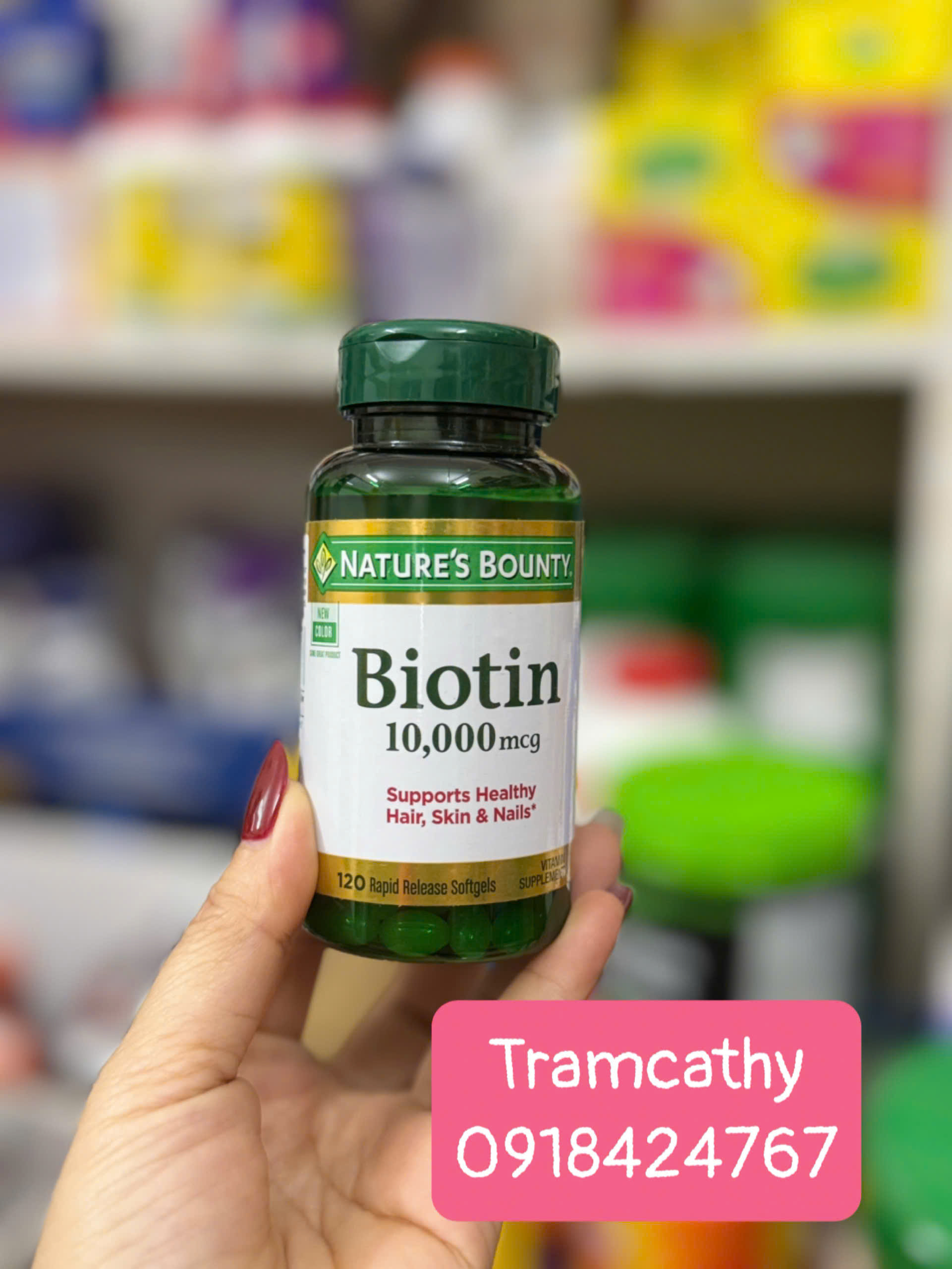 Natures Bounty Biotin 10,000 mcg - Dưỡng chất hoàn hảo cho tóc, da và móng