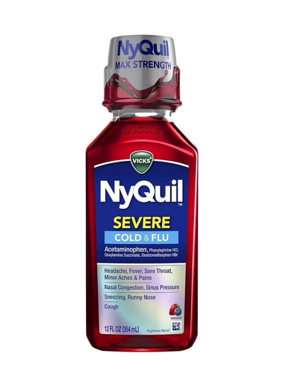 Siro Nyquil giảm ho hạ sốt dành cho ban đêm -Vicks NyQuil Cold & Flu Severe 354ml