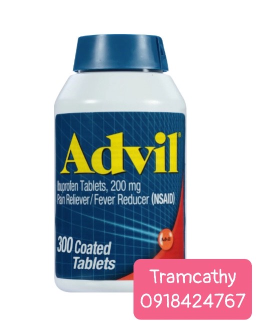 Viên uống advil ibuprofen tablets 200mg 300 viên  đỏ 