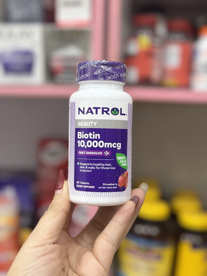 60 viên Natrol Biotin 10,000 mcg - Bí Quyết Cho Tóc, Da, Móng Khỏe Mạnh