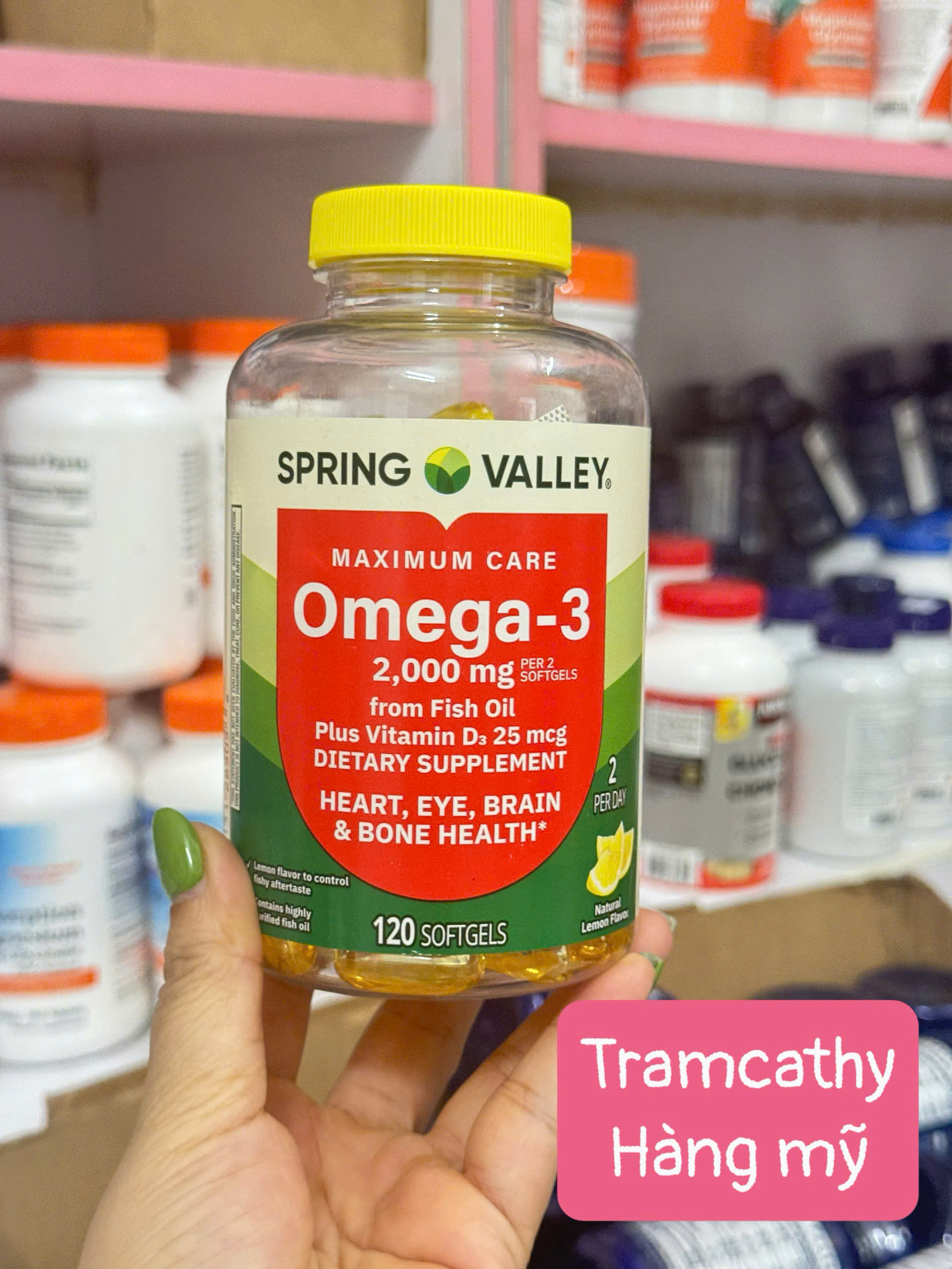 Spring Valley Omega-3 2000mg + Vitamin D3 25mcg 120 viên