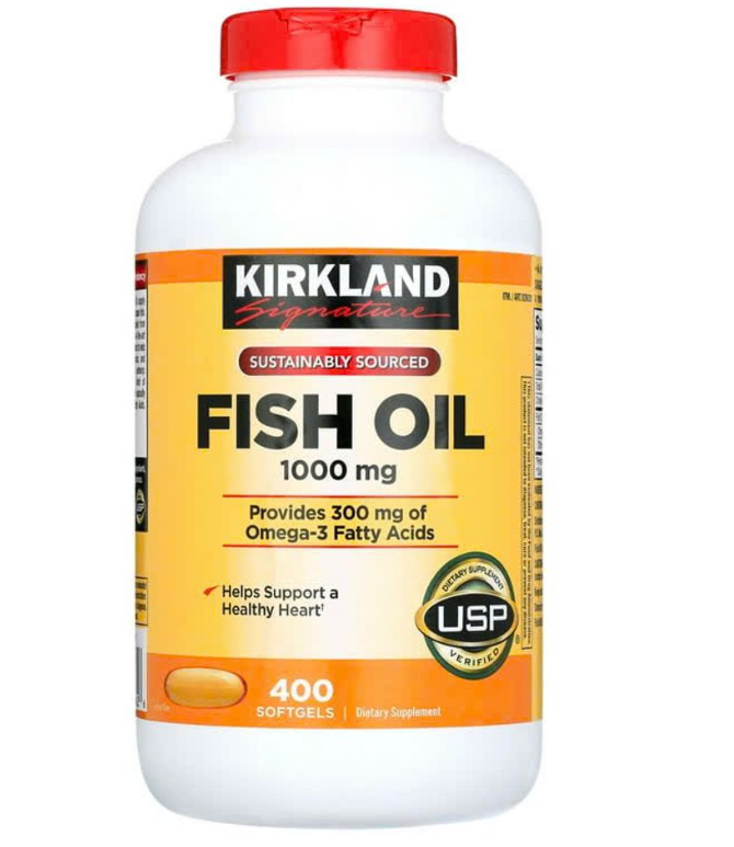 Kirkland Fish Oil 1000mg 400 viên – Dầu cá Omega-3 hỗ trợ tim mạch, não bộ và mắt