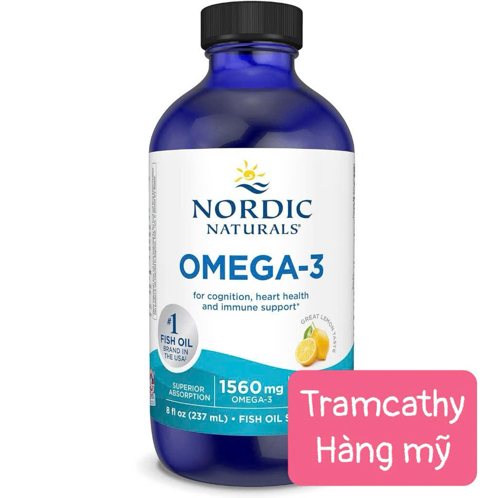 237ml – Hỗ trợ tim mạch, trí não, miễn dịch – Dầu cá lỏng Nordic Naturals Omega-3 Liquid