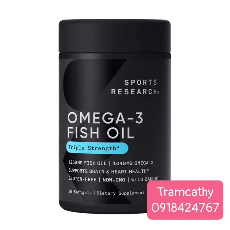 90 viên-Viển uống Omega-3 Fish Oil, Triple Strength của Sports Researc